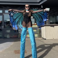Blue butterfly stilt walker